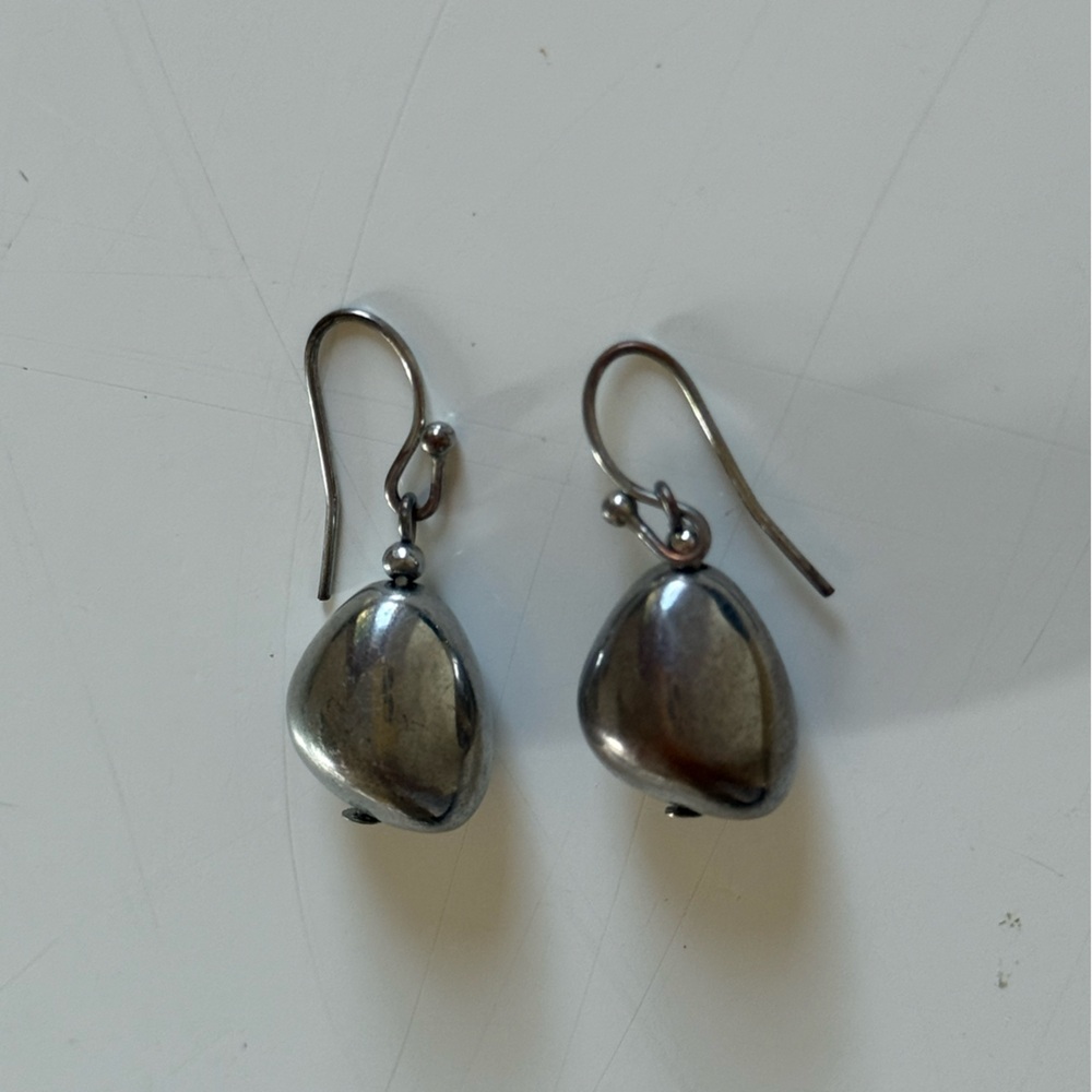 Silver plated bean earrings